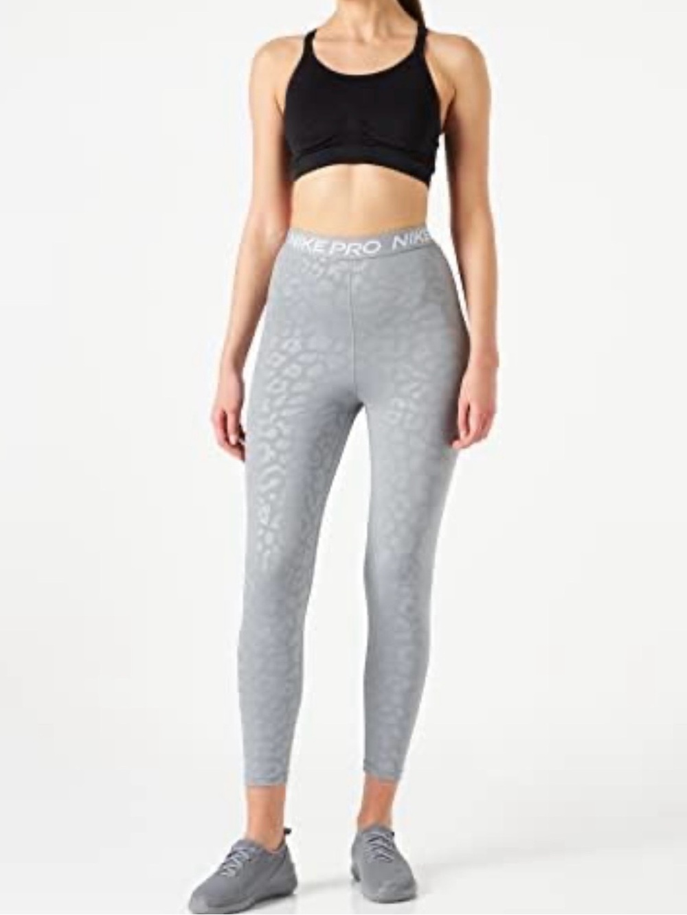 Nike Grey Leopard-Jacquard Pro Leggings